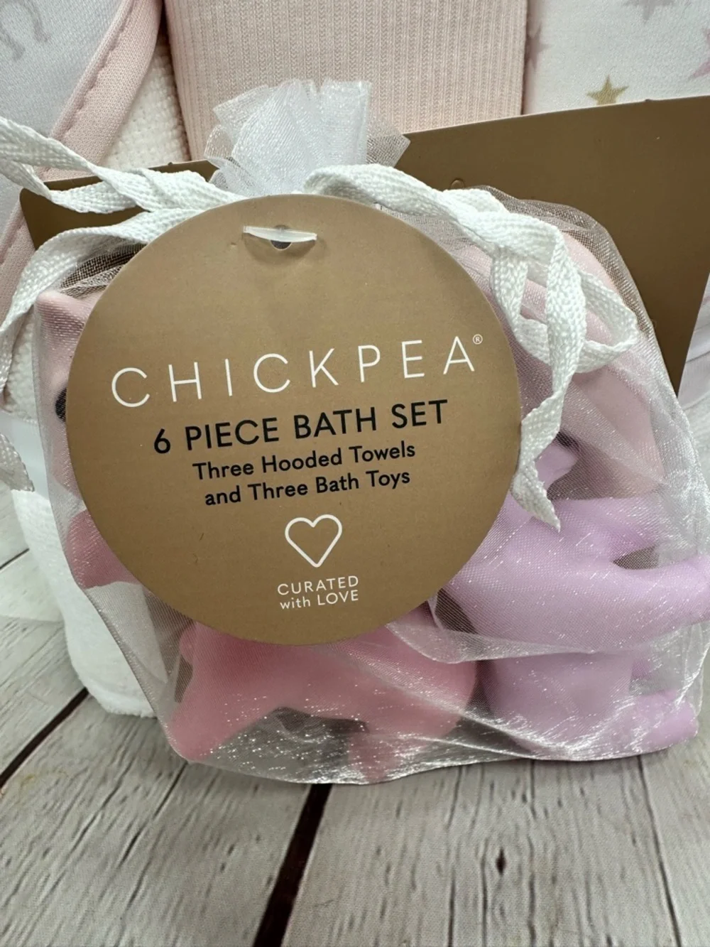 NWT chick pea 6pc Baby Bath Set hooded towels bath toys cowgirl horse western